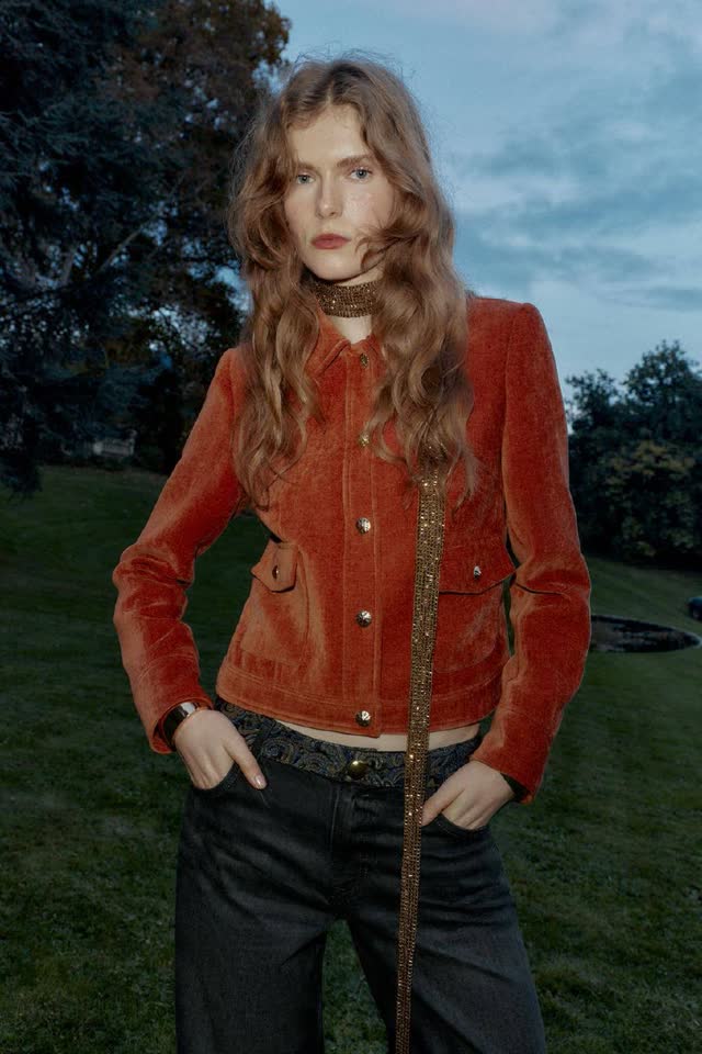 Бархатный жакет ZARA с подплечниками