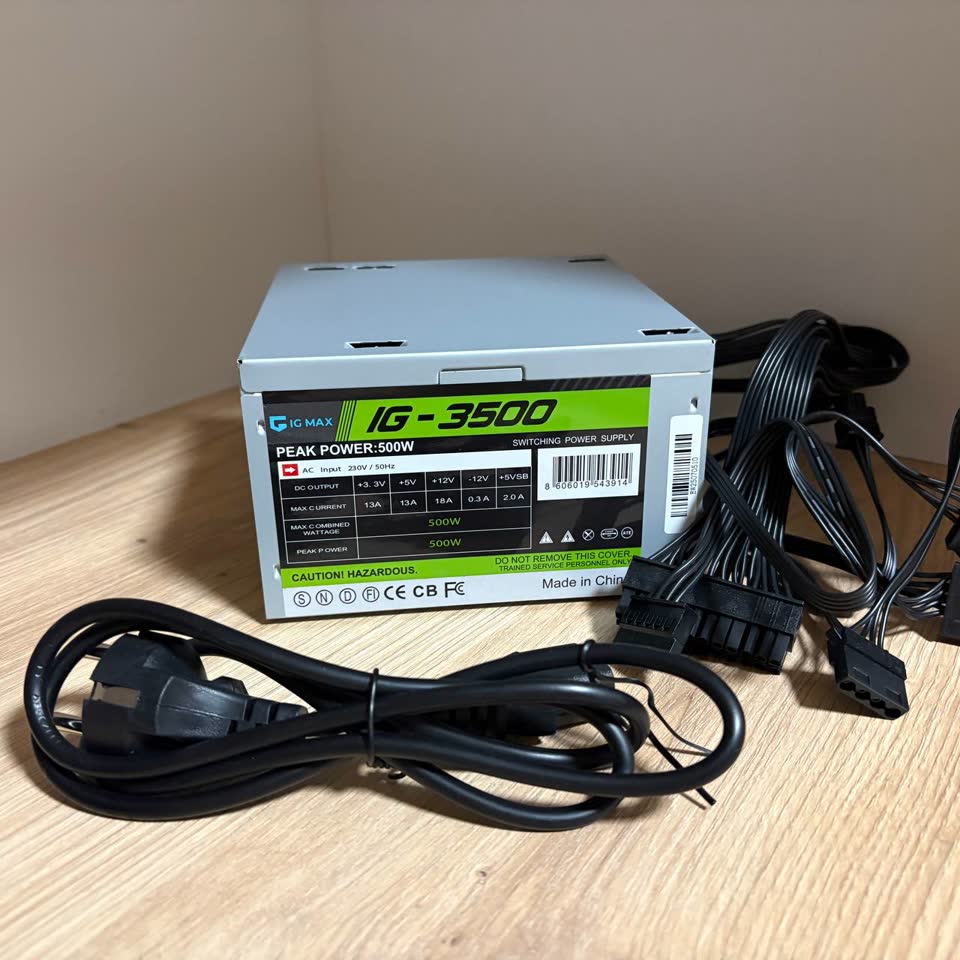 Блок питания IG-3500 500W. Шел с корпусом ig max, не подходил мне, не включал ни разу. Подой