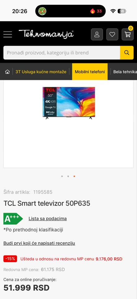 Продаю телевизор TCL 50P635 50"