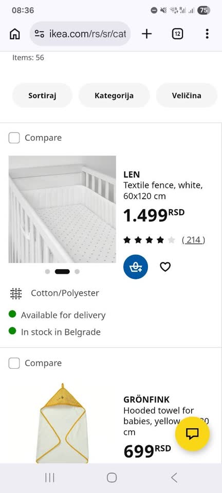 Tekstilna zaštita za krevetac 60×120