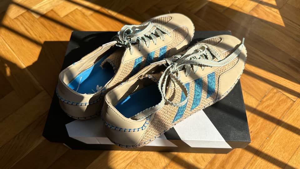 Кроссовки Adidas Gazelle Linen Khaki/Light Blue