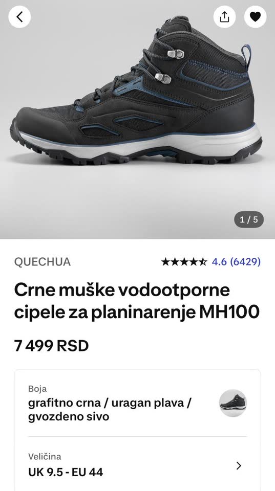 Prodajem trekking čizme Quechua MH100 (EU 44), stanje kao nove, obuo sam ih samo jednom.