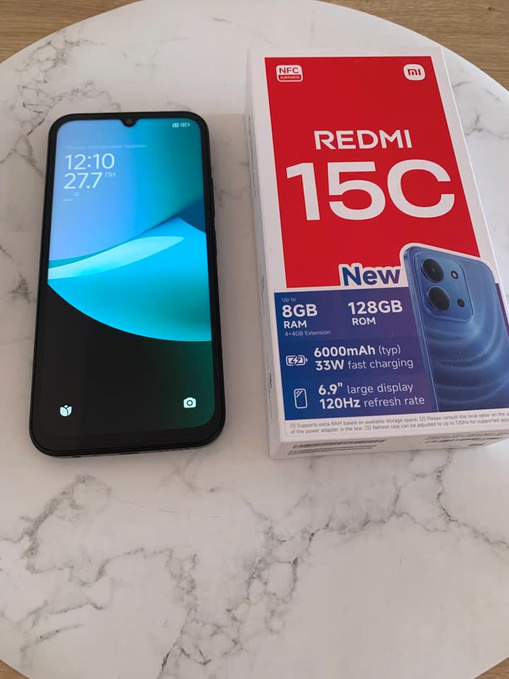 Продаю новый телефон Redmi 15C Midnight Black 4 GB RAM 128 GB ROM, приобрела 09.07.26 за 130