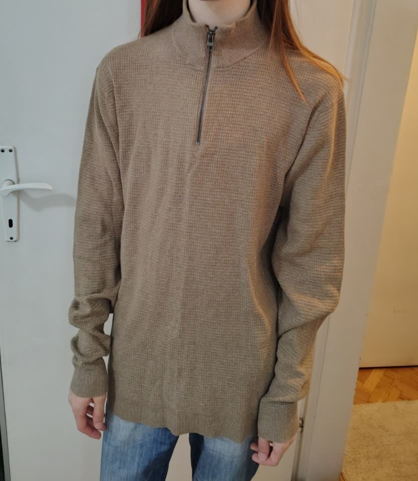 Esprit Beige Cotton-Cashmere Half-Zip Sweater