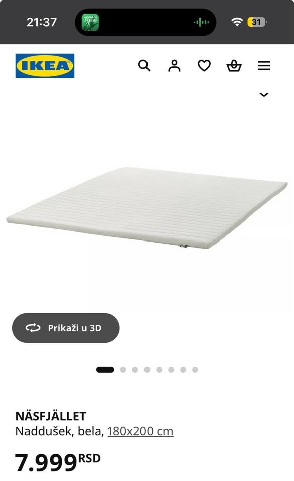 Tanki madrac/topper IKEA NÄSFJÄLLET (valjda sam pravilno napisao). Stanje odlično, pogledajte
