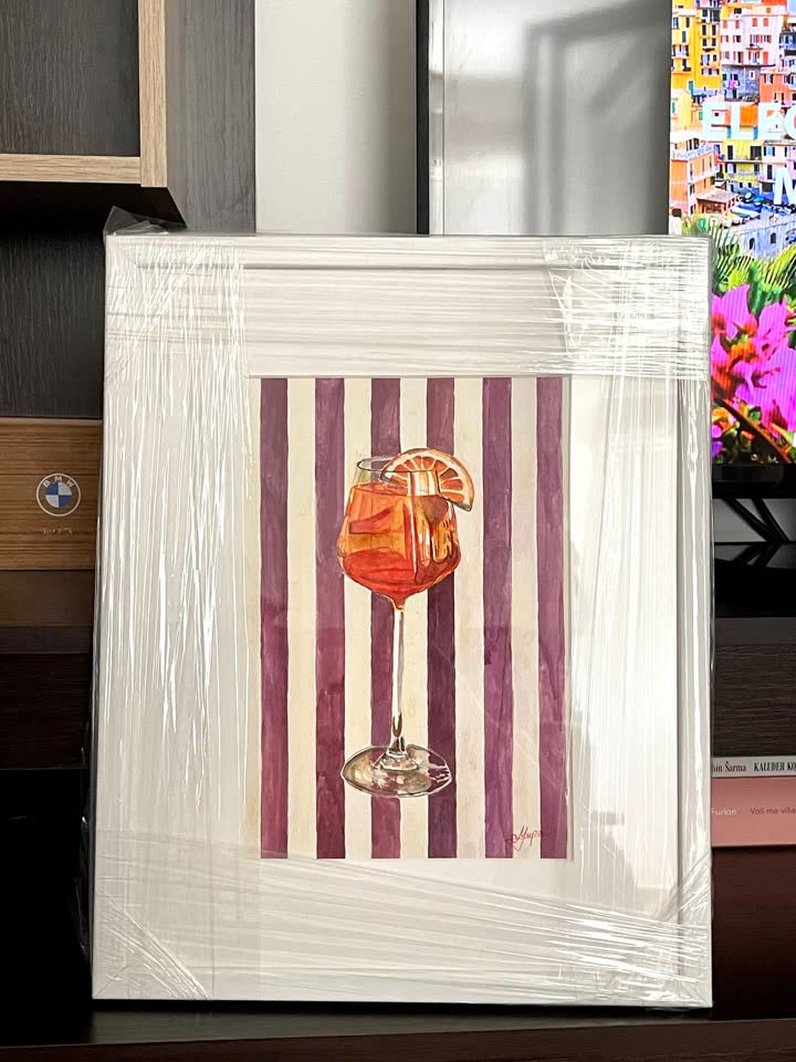 Originalna akvarelna slika sa Aperol Spritzom