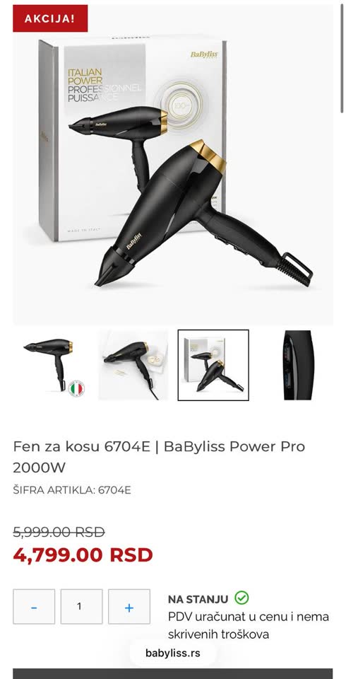Prodajem fen Babyliss Power pro 2000