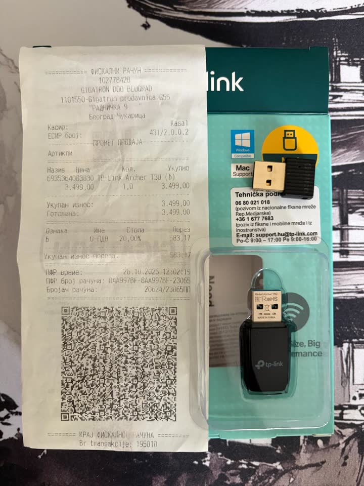 TP-Link Archer T3U AC1300 Wi-Fi USB adapter + Bluetooth dongle