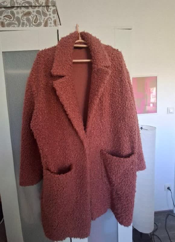 Пальто M&S teddy / букле, терракотовый цвет, размер 46