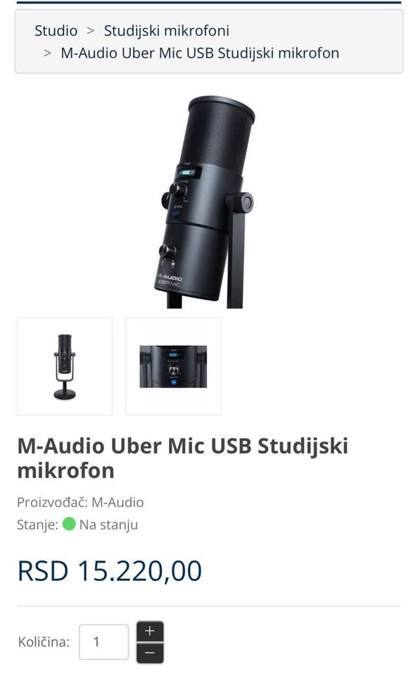 M-Audio Uber Mic USB studijski mikrofon