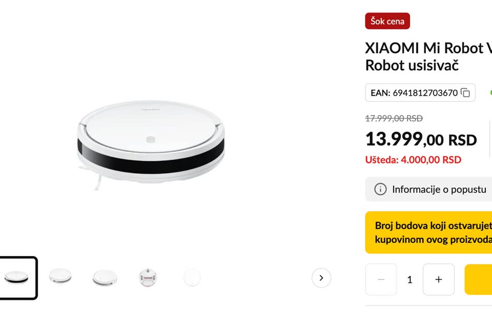 Robotski usisivač Xiaomi E10