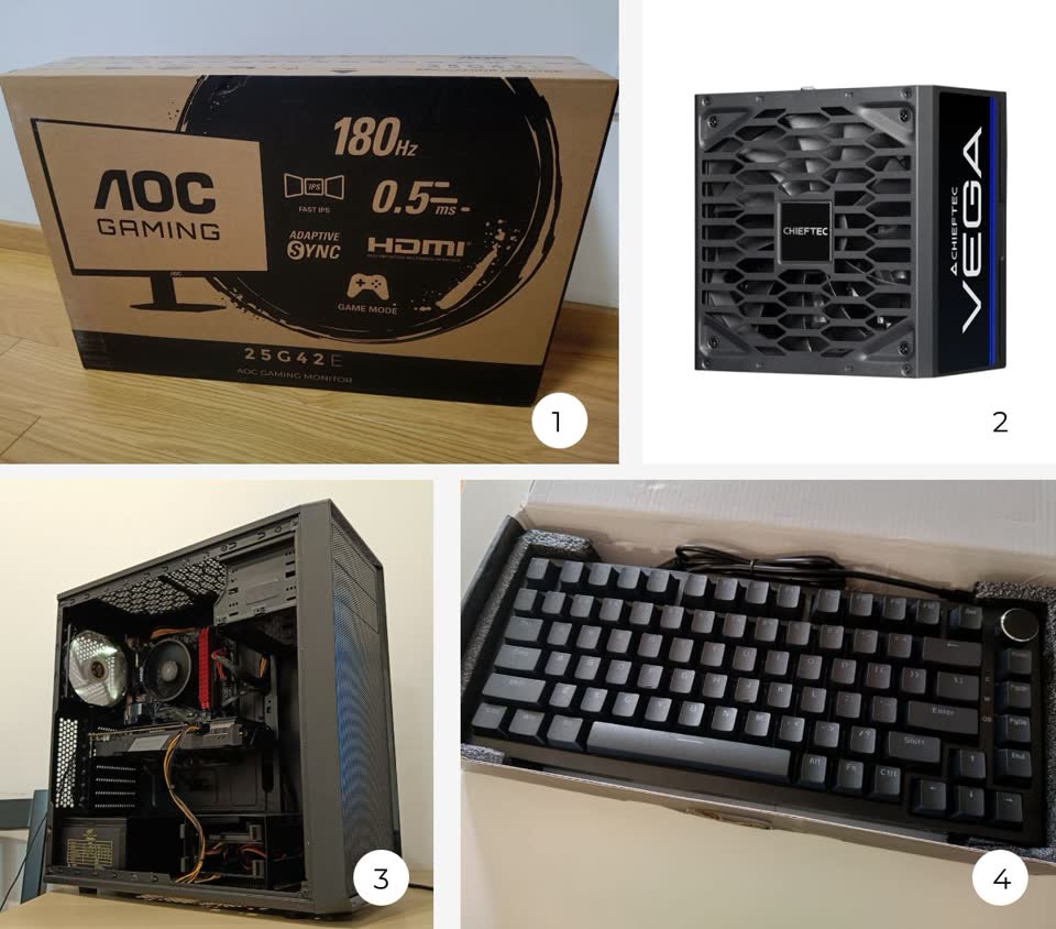 Монитор AOC 25G42E, Блок питания CHIEFTEC Vega 850W, Компьютер R5 2600 | RTX 2060S | 16gb, Механическая клавиатура AJAZZ AK820