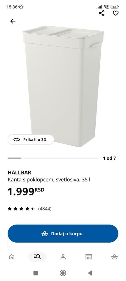 Ikea HALLBAR kanta od 35 l