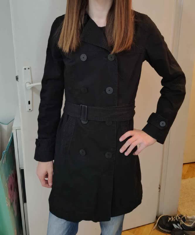 Tommy Hilfiger Black Double-Breasted Trench Coat