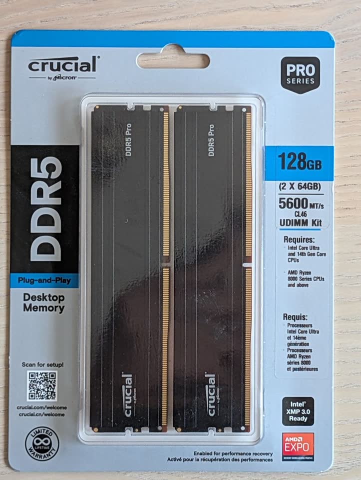 Prodajem komplet memorije Crucial DDR5 Pro 2*64 GB 5600 CL46