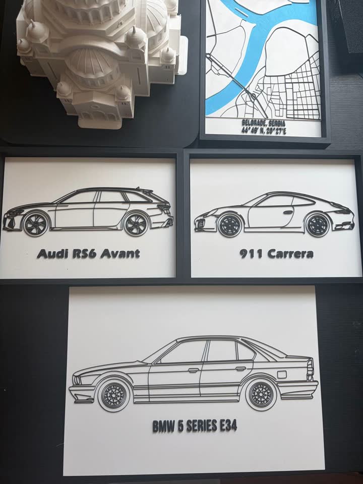 Slike u ramovima, odštampane na 3D štampaču