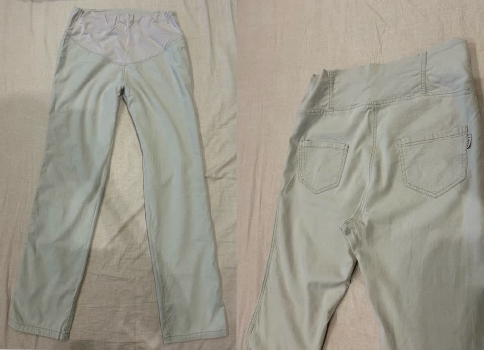 Lanene pantalone za trudnice. Počela sam da ih nosim sa M veličinom i do samog kraja trudnoće (76
