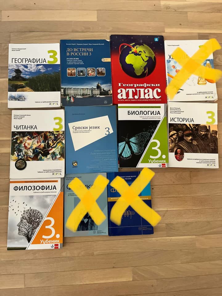 Prodajem udžbenike za 9. gimnaziju, 1. i 3. razred