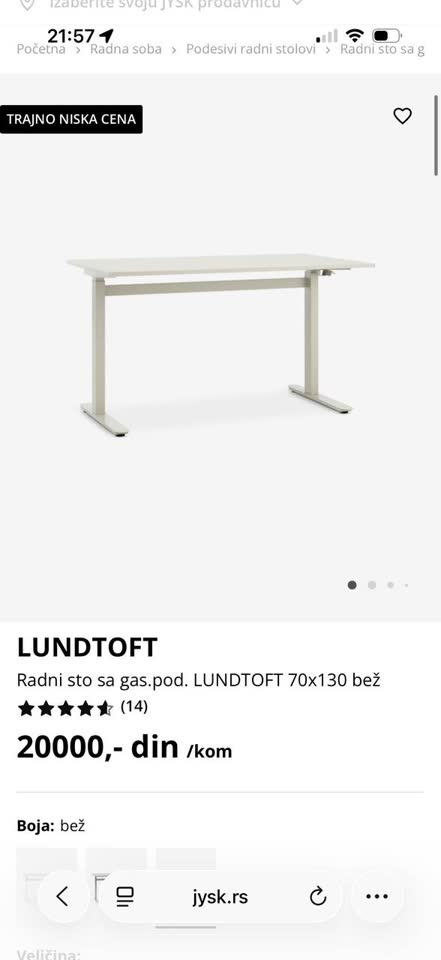 Radni sto Jysk sa mehanizmom za podizanje