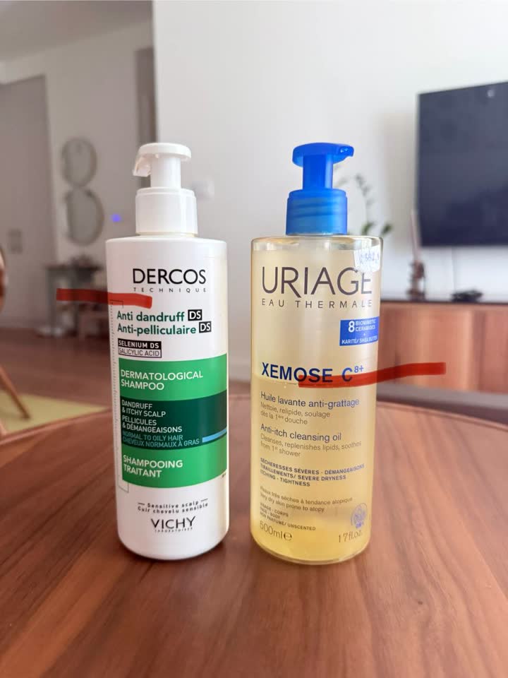 Шампунь Dercos и масло для душа Uriage