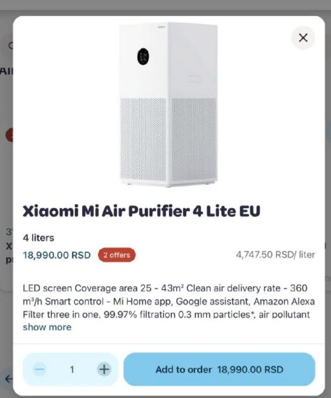 Prodajem pročistač vazduha Xiaomi Smart Air Purifier 4 Lite