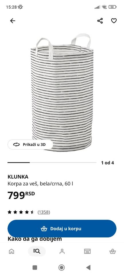 Korpa za veš Ikea KLUNKA