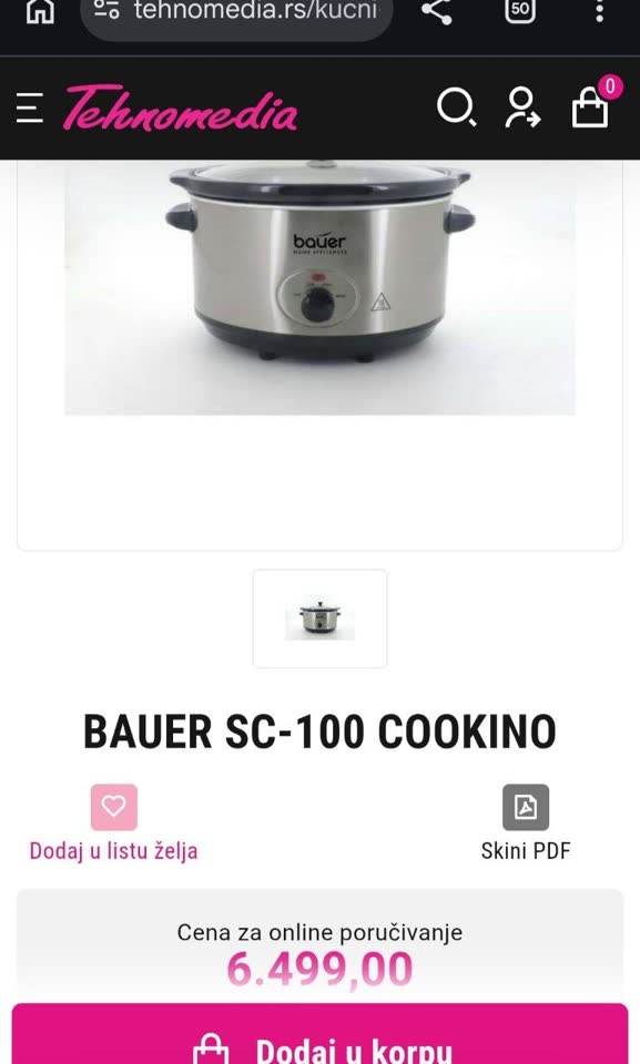 BAUER 6.5L sporo kuvalo (slow cooker)