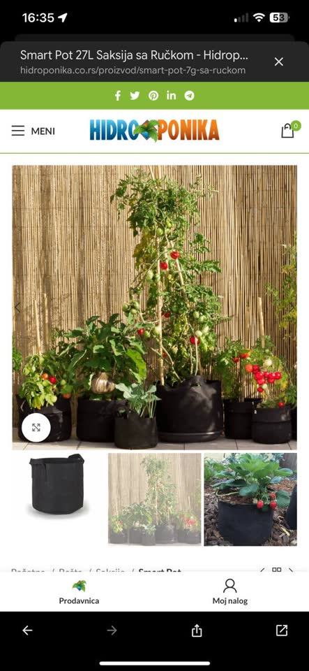 Prodajem nove tekstilne saksije Smart Pot 27L, 4 kom.