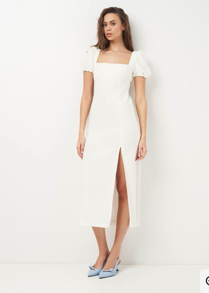 Платье Zara из смесового льна с разрезом