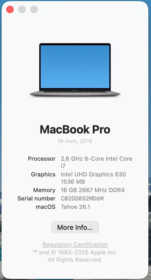 MacBook Pro 16' 2019 i7 16/512