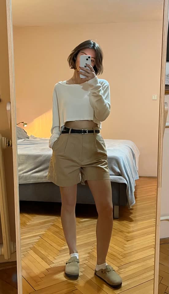 бежевые шорты Uniqlo