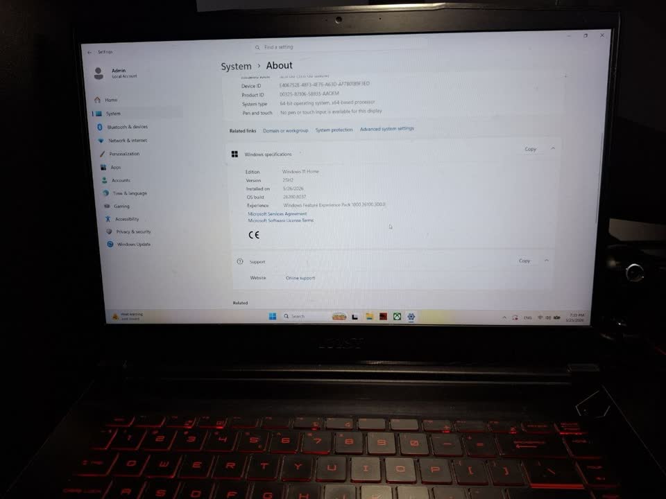 Продаю ноутбук MSI GF65 Thin