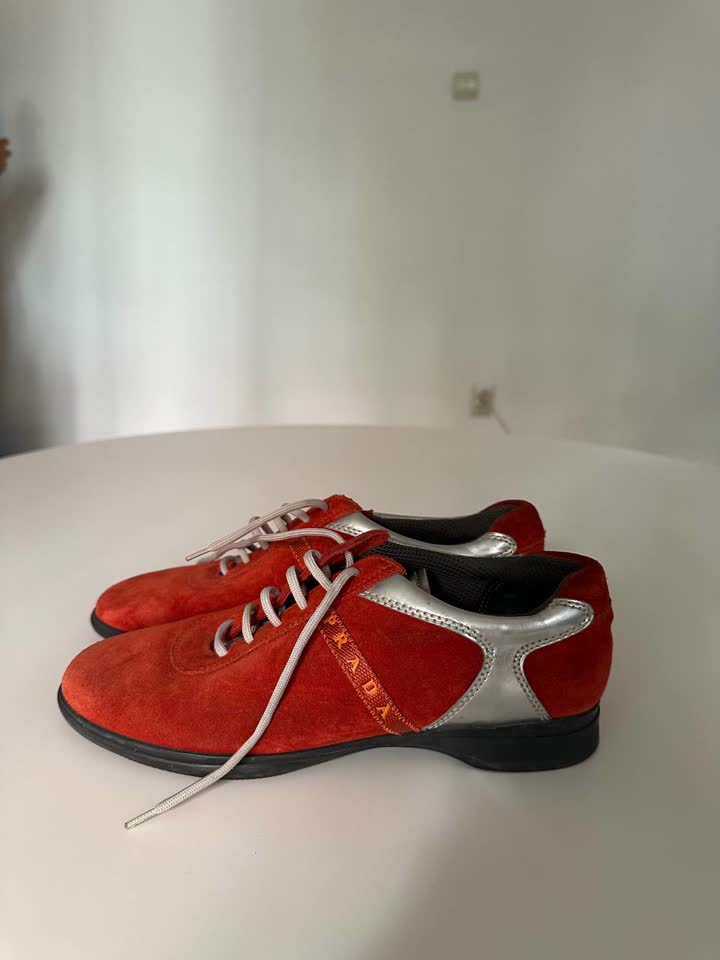 Prada Sport Suede Colorblock Pattern Athletic Sneakers Women