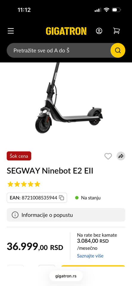 Prodajem trotinet Ninebot KickScooter E2