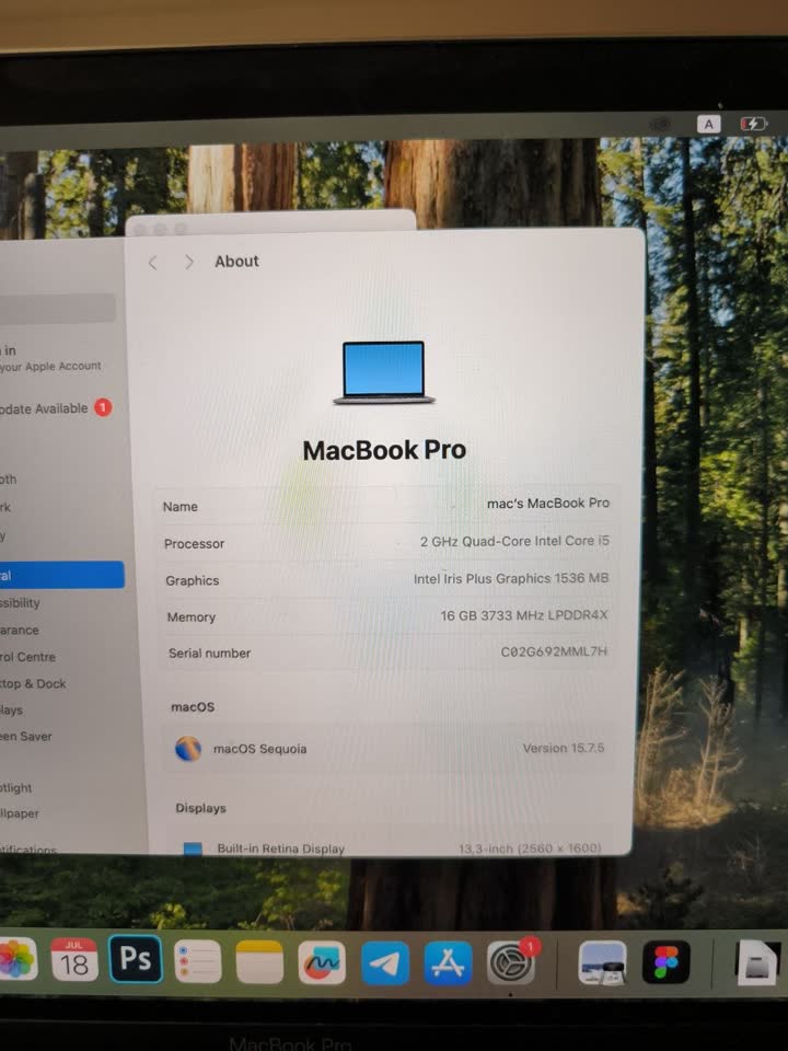 MacBook Pro 13" 2020 intel i5