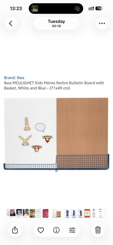 Dečja zidna tabla IKEA MOJLIGHET sa korpom za odlaganje.