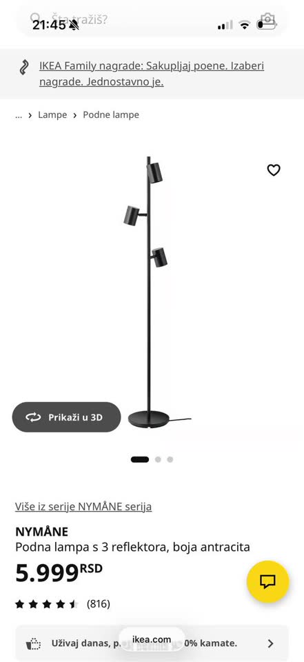 IKEA podna lampa sa sijalicama