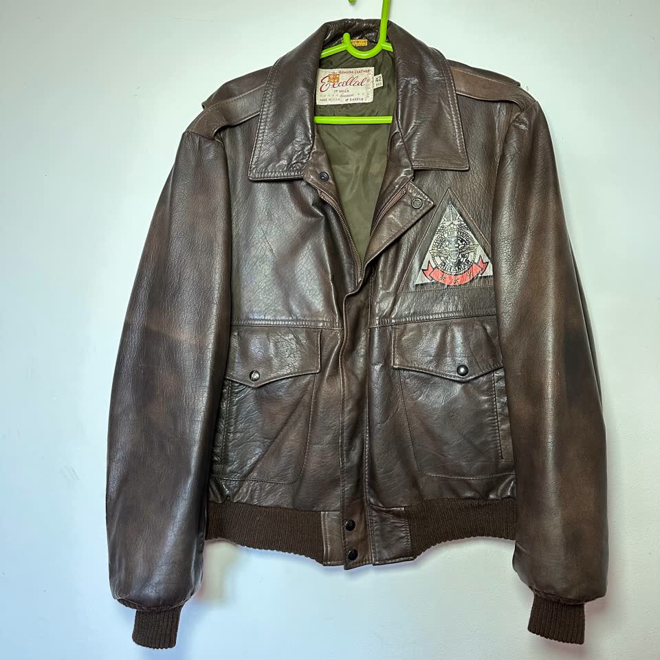 Vintage Excelled A-2 Flight Jacket, Made in USA, NAS Miramar