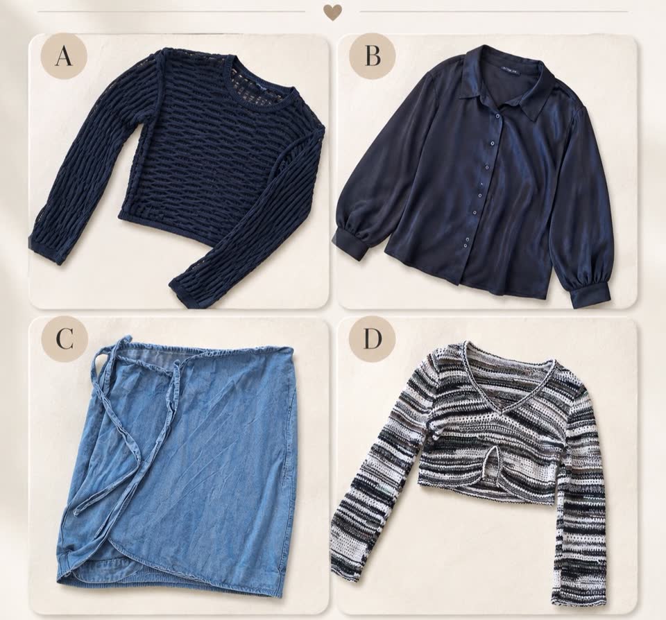 Odeća: džemper Calliope, bluza MAAG, suknja, džemper Reserved