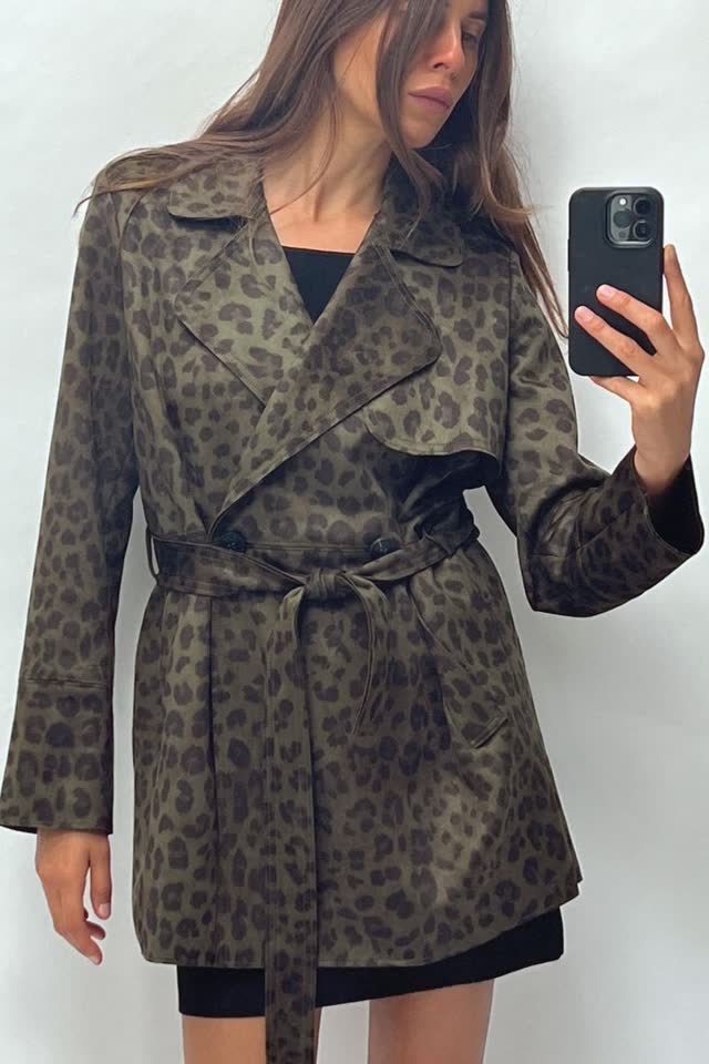 Тренч с поясом ZARA из искусственной замши