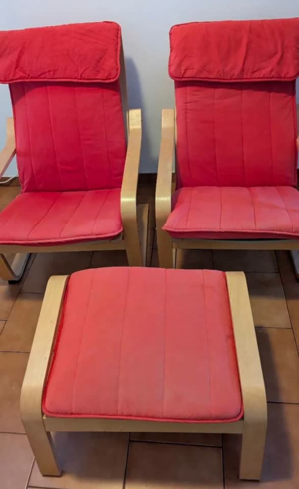 Dva fotelja i tabure IKEA POÄNG