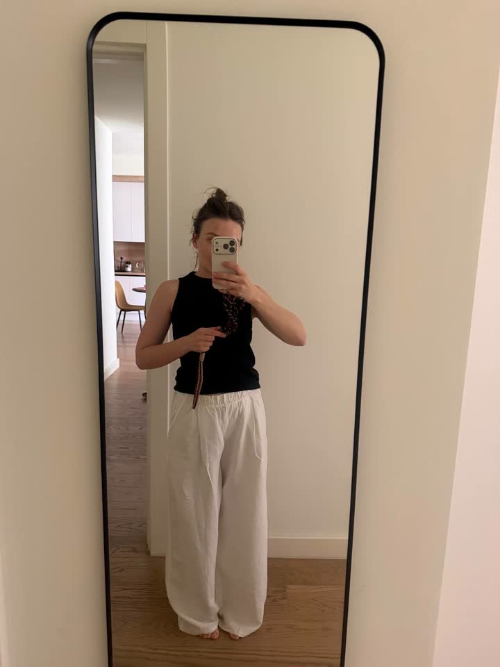 Льняные белые брюки Oysho XS
