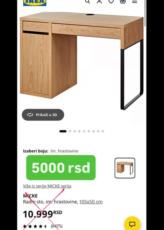IKEA sto 105x50cm