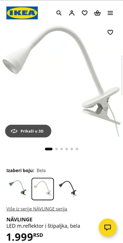 Zbog selidbe prodajem lampu Ikea Nävlinge, u idealnom stanju, kao nova. Na klipsu