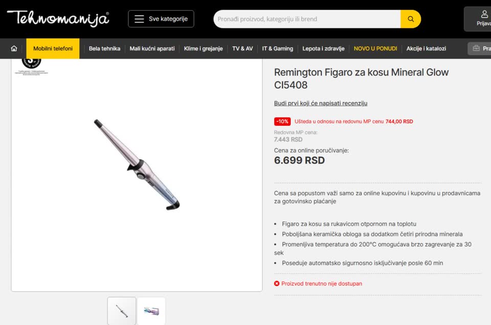 Uvijač za kosu Remington
