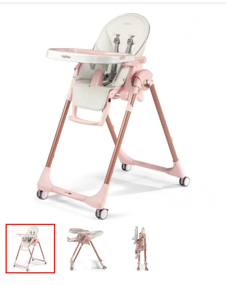 Стульчик для кормления Peg Perego Prima Pappa Follow Me Mon Amour в нежно-розовом цвете. 🌸