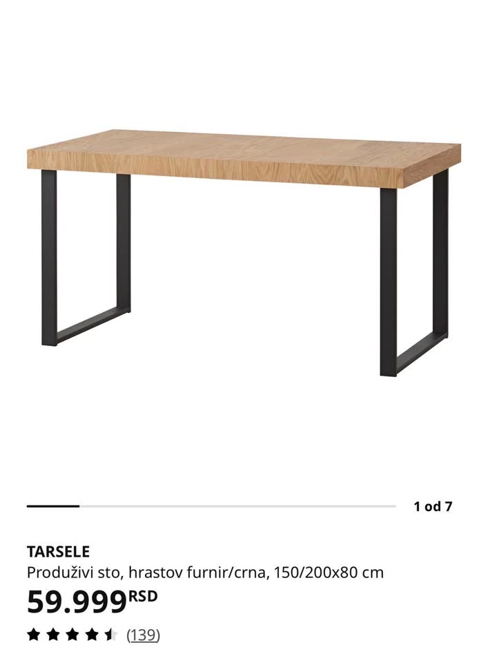 Pomerajući trpezarijski sto IKEA TARSELE