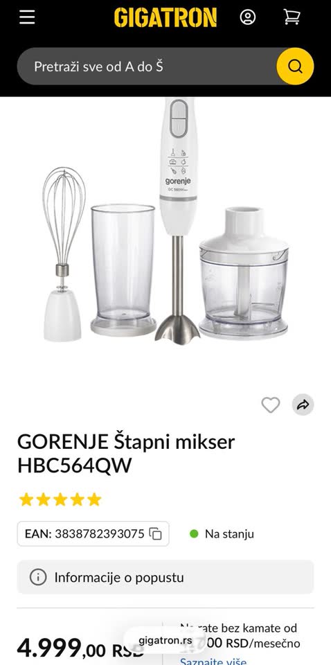 Gorenje mikser, čaša za crveno vino, 2 čaše za pjenušavo vino, set tanjira IKEA Ofantlig