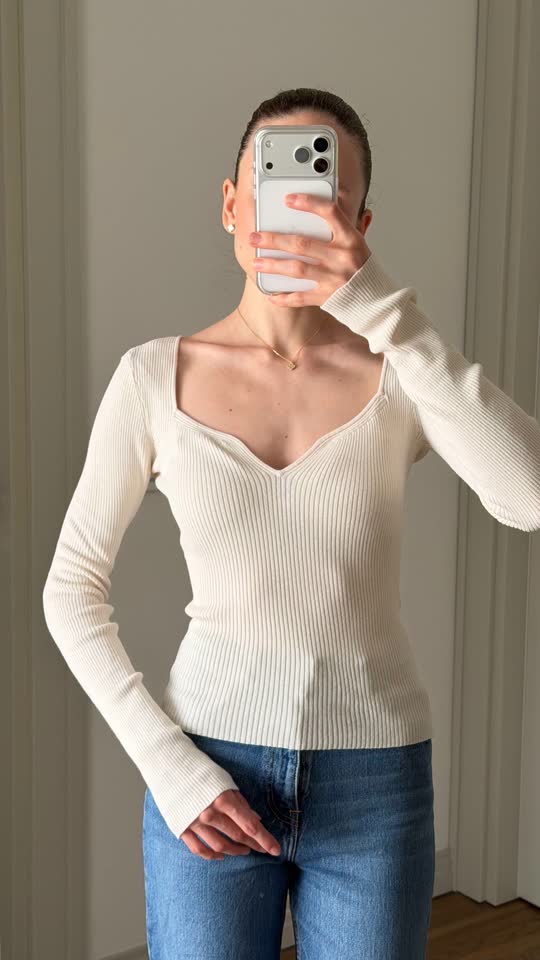 H&M rebrasti dugi rukav sa izrezom, veličina XS