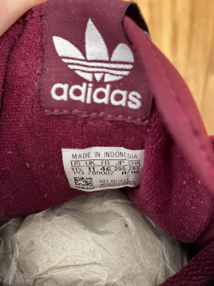 Adidas Continental 80 Suede 'Maroon' 11.5 US/11 UK/29 cm